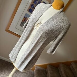 Eileen Fisher Cardigan Sweater Open Front Short Sleeve Soft Knit